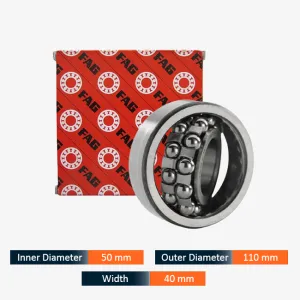FAG 2310 TVH Self-Aligning Ball Bearing 50mm ID x 110mm OD x 40mm Width