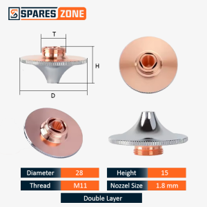 Ospri D28 High Speed Double Layer Coated Fiber Laser Cutting Nozzle 1.8 mm Diameter