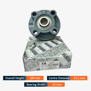 TR UCFC 204 Round Flange Bearing Unit (20mm Bore x 100mm Height x 55.2mm Bolt Center x 31mm Width)