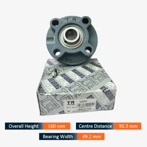 TR UCFC 209 Round Flange Bearing Unit (45mm Bore x 160mm Height x 93.3mm Bolt Center x 49.2mm Width)