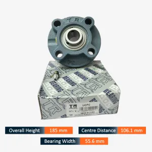 TR UCFC 211 Round Flange Bearing Unit (55mm Bore x 185mm Height x 106.1mm Bolt Center x 55.6mm Width)