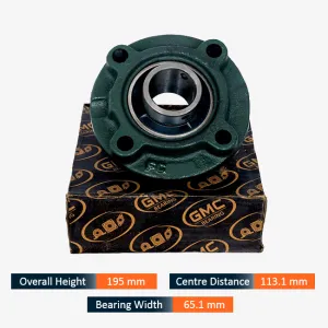 GMC UCFC 212 Round Flange Bearing Unit (60mm Bore x 195mm Height x 113.1mm Bolt Center x 65.1mm Width)