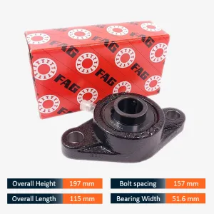FAG UCFL 210 2-Bolt Oval Flange Bearing Unit (50 mm Bore x 197 mm Height x 157 mm Bolt Distance x 51.6 mm Width)